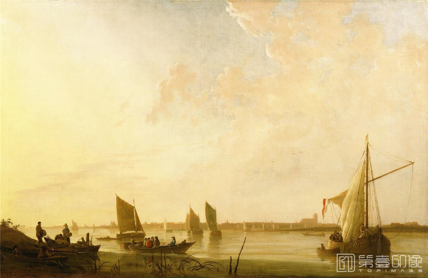 油画-美国弗里克美术馆藏画-Aelbert Cuyp - Dordrecht Sunrise, c. 1650-001